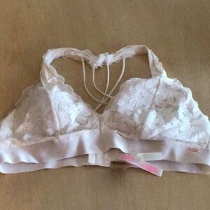NWT PINK Victoria’s Secret Lace Bralette in White size XXL